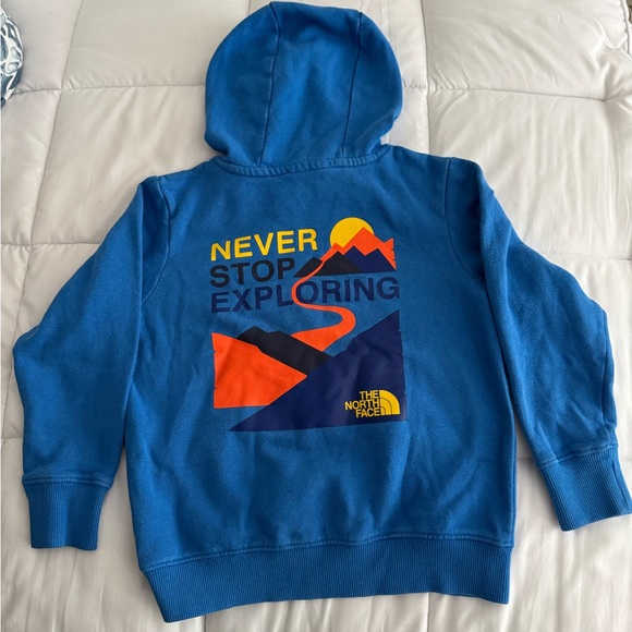 The North Face Blue and Yellow Sweatshirt Hoodie - Picture 2 of 3